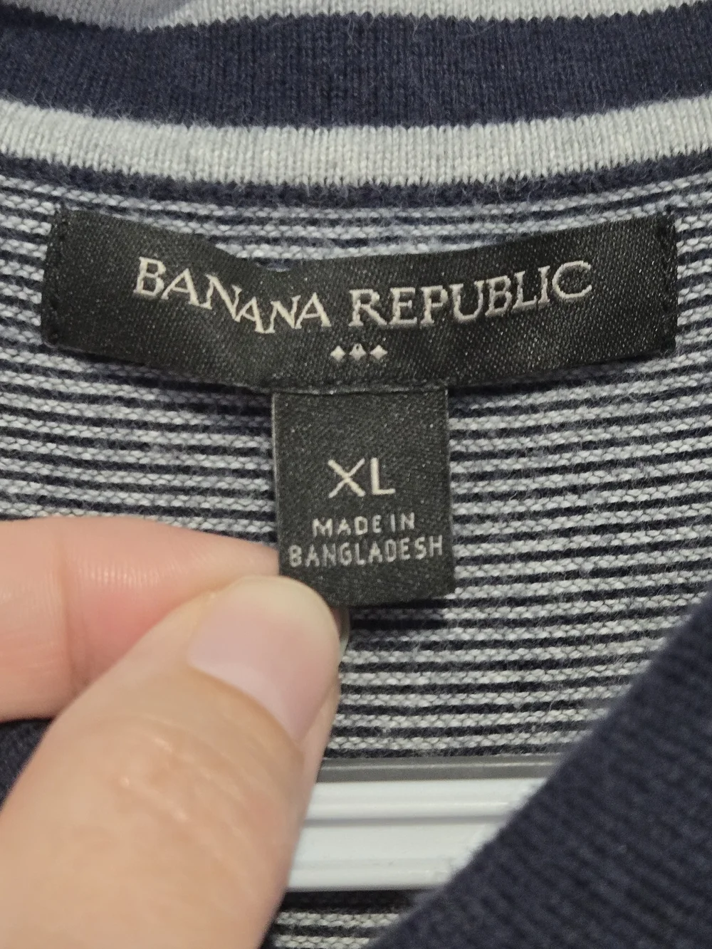 Banana Republic XL Striped Polo Shirt Navy Gray 100% Cotton Men's